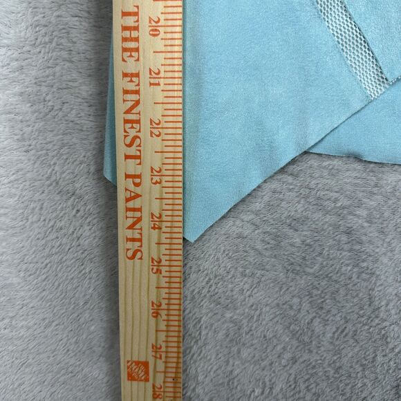 Alberto Makali Cardigan Jacket Womens Small Light Blue Faux Suede Mesh Waterfall - Picture 13 of 13